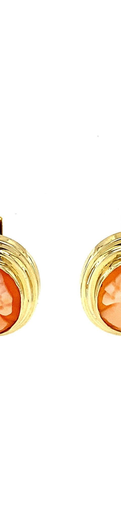Vintage 14K Gold Drop Earrings with Cameo